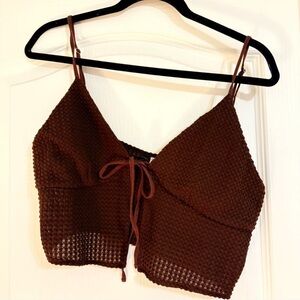 Brown Crochet Crop Top